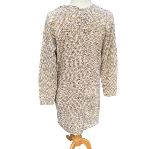 American Rag Oatmeal Brown Longline Loose Knit Open Front Cardigan-Sweater-S - Picture 8 of 15